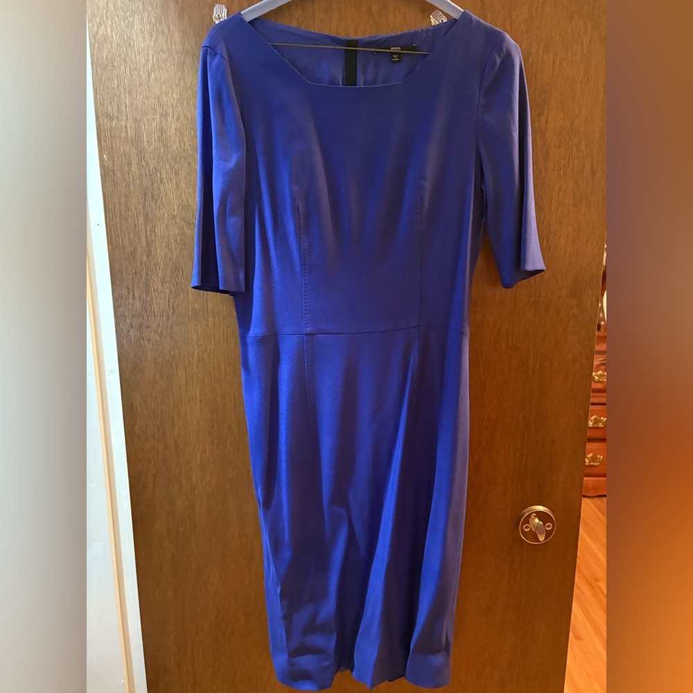 Hugo Boss Royal Blue Bodycon Dress – Elegant Fitted Style